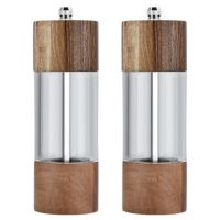 2X Pepper Grinder Transparent Pepper Mill Salt Grinding Ceramic Core Multipurpose Seasoning Bottle Cruet 6 Inches