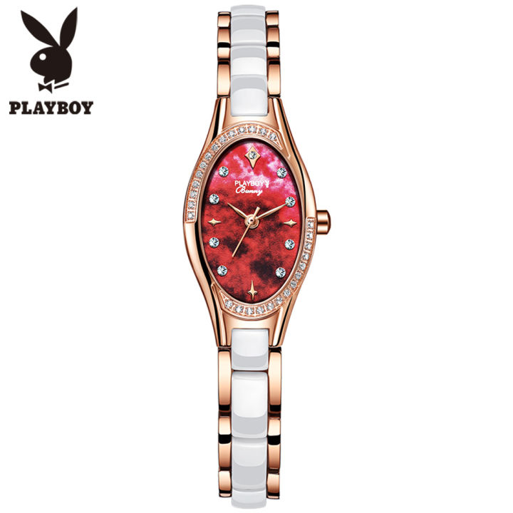 playboy-ฟรีของขวัญสร้อยข้อมือสร้อยคอเซ็ตนาฬิกาสำหรับผู้หญิง-legal-diamond-dial-elegant-temperament-สร้อยข้อมือนาฬิกาข้อมือกันน้ำ