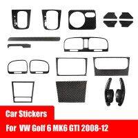 บาร์ควบคุมส่วนกลางของภายในรถ,บาร์ประตูคาร์บอนไฟเบอร์ภายในสติกเกอร์สำหรับ Volkswagen กอล์ฟ VW 6 MK6 GTI 2008-2012อุปกรณ์เสริม