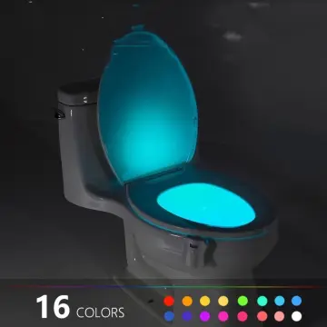 Motion Sensor Toilet Light, Body Auto Motion Activated LED Toilet Seat Bowl  Night Light Lamp 8-Color Changing Tolit lights (2 Pack) 