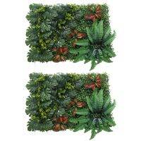 2X Artificial Grass DIY Miniature Lawn, Garden Ornament, Red Leaves