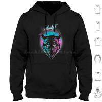 Moonlight Hoodies Long Sleeve Wolf 80S Neon Retro Rad Animal Animals Eighties Midnight Full Moon Retrowave Vaporwave