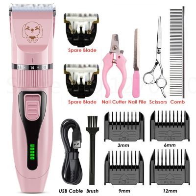 Rechargeable Pet Dog Hair Trimmer Remover Professional Cat Animal Hair Clipper Low Noise Grooming Shaver Machine Battery Display