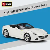 Bburago โมเดลจำลอง1:18 16007 Ferrari California T แปลงสภาพรถสปอร์ตสีขาวจำลองรถเหล็กหล่อตุ้กตาของเล่นตัวอย่าง