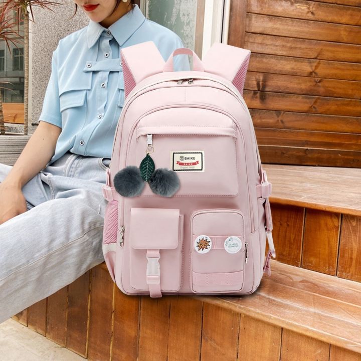 กระเป๋านักเรียนแฟชั่นความจุมากเกาหลีกลางสูงกระเป๋ากระเป๋านักเรียนวัยรุ่นสาว