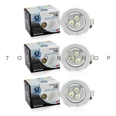 IWACHI โคมไฟ ดาวไลท์ ดาวน์ไลท์ฝังฝ้า Downlight LED 3w แสงเดย์ไลท์ Daylight แสงสีขาว