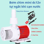 Bơm bể cá 12v kèm nguồn dimmer, bơm chìm không chổi than, êm