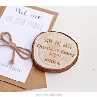 Personalized Save the Date Magnets Custom Save the Date Magnets for guests Rustic wood slice magnetwedding invitations