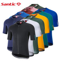 Santic เสื้อปั่นจักรยานสำหรับผู้ชายเสื้อเจอร์ซี่แขนสั้นสำหรับกลางแจ้งเสื้อผ้าปั่นจักรยานเสื้อปั่นจักรยานเสือภูเขาเสื้อยืดระบายอากาศสำหรับผู้ชาย WM0C02156