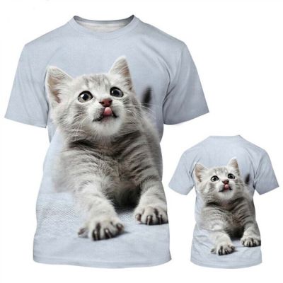 Womens T-Shirt for Women Clothing Oversized Tee Shirt with Cat Graphic 3D Full Print Summer Casual Fashion Short Sleeve Tops
