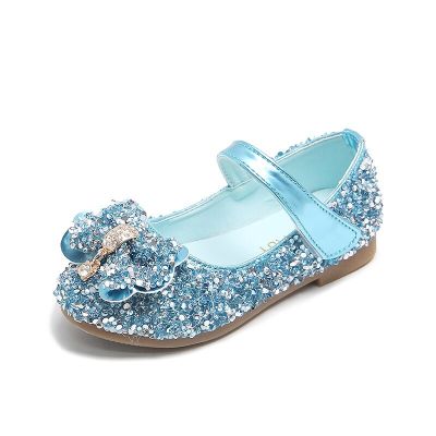 Fashion Girls Shoes Kids Flats Shoes Sequins Rhinestone Princess With Butterfly-Knot Flats Shoes For Students New Autumn 2022