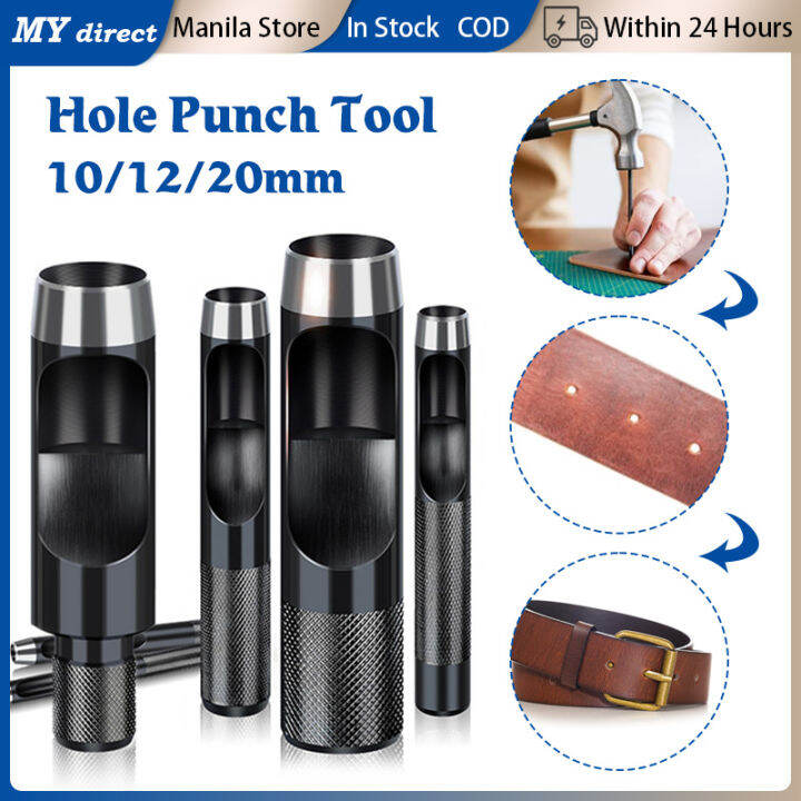 Round Hollow Punch Set Leather Belt Hole Puncher Tool 10/12/20mm