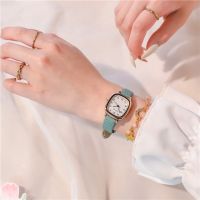 【Hot Sale】 fragrance thin belt simple square watch ins Mori female department of literature and art college style junior high school students show white