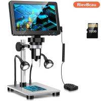 RIEVBCAU 7 LCD Microscope DM9 1200X Digital Microscopes 1080P HD Scope Soldering Repair Tool Coin Magnifier With 10 LED Light