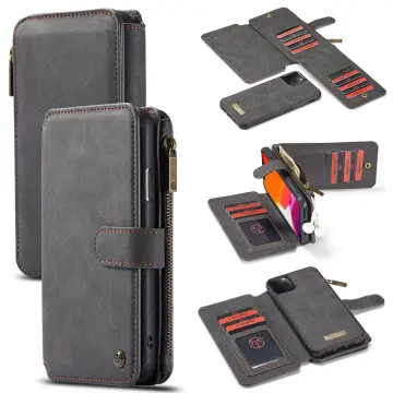 Multipurpose Leather Phone Case With Card Slots Zipper Wallet Back