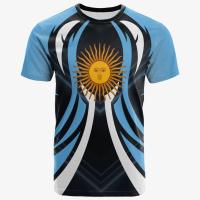 （Can Customizable）Hot Sale Argentina Flag Printed National Emblem Round Neck T Shirts Mens Casual Oversized Fashion Unisex Tops Kids Adults（Adult and Childrens Sizes）