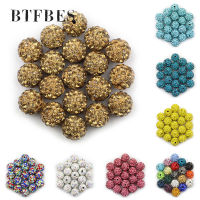 BTFBES 10mm 20pcs Micro Pave Beads Pave Crystal Disco Ball Round Clay Loose beads celet Necklace Jewelry Making DIY Accessory