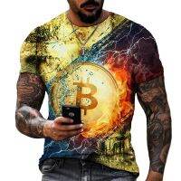 2023 Product Explosive Spring And Summer Short-sleeved Bitcoin 3d Printed Street Trend Oversized Lycra Polyester Top comfortable