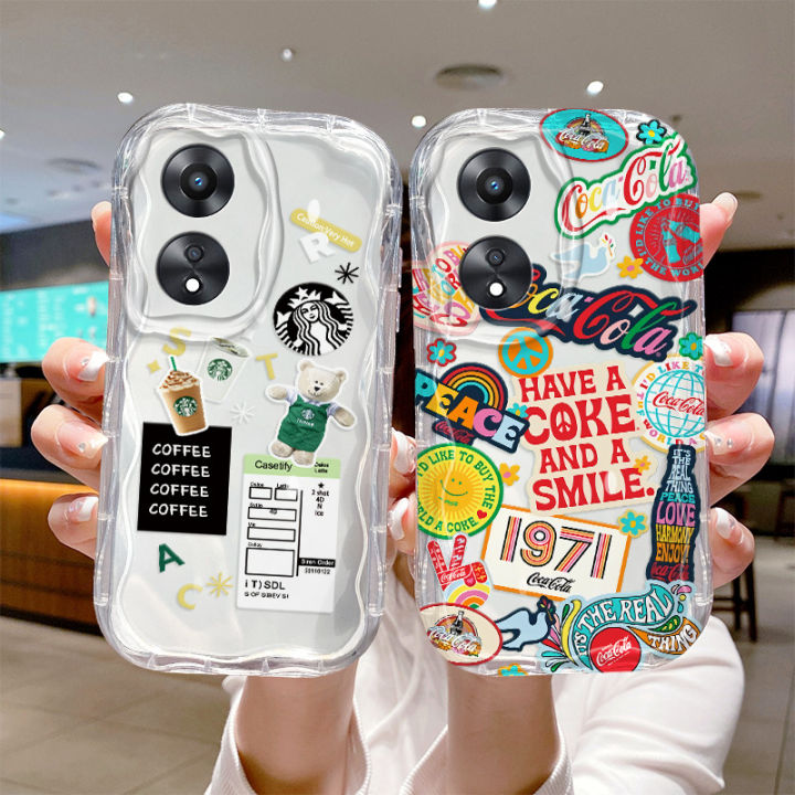 phone-case-เคส-oppo-a78-5g-เคสลายการ์ตูนกราฟฟิตี้หลากสีใส-oppoa78-กันตกปกป้องเลนส์ทั้งหมดกรอบหลังซิลิโคนนิ่ม2023