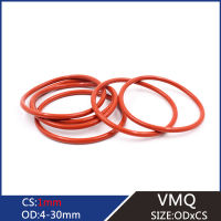 Washer Fasteners Red VMQ Silicone Rubber Round Sealing O-Ring 20pcs Outer Diameter 4-30mm Millimeter Thickness 1mm Oring Gasket for Diverse Applications