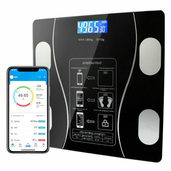 180-kg-digital-scale-for-weight-and-body-fat-smart-bmi-scale-bluetooth-wireless-bathroom-scale-rechargeable-body-composition-analyzer-with-smartphone-app-sync-180-kg-digital-weight-scale-body-fat-comp