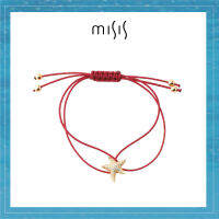 BR07413 [มิสซิส] สร้อยข้อมือเชือกสีแดงรูปปลาดาวประดับเพชร CZ บนตัวเรือนเงินชุบทอง 18 เค - [miSiS] Isla de mu jeres Bracelet in 18kt Gold plated sterling silver