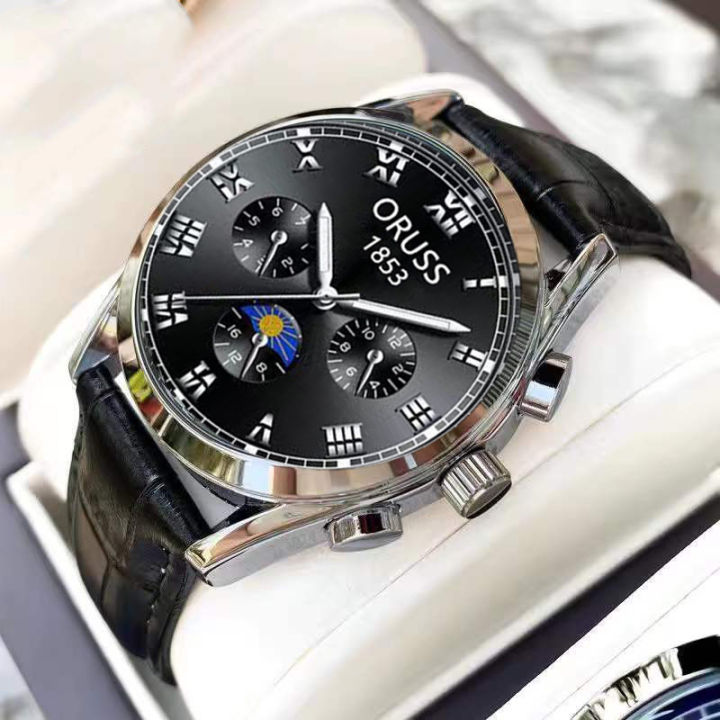 ปฏิทินเรืองแสงกันน้ำอัตโนมัติเต็มรูปแบบนาฬิกาสำหรับผู้ชายใหม่นาฬิกาแฟชั่นธุรกิจ