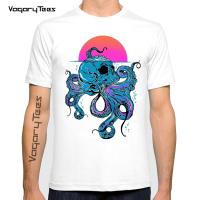 Dragon Octopus Cool Design Combination Clothing Men Tee Tattoo Style Octopus Skull T-Shirt Casual Short Sleeve Tees