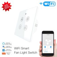 ✓△ Tuya WiFi RF433 Smart Ceiling Fan Light Switch 2/3 Way Control Smart Life APP Speed Regulation Works With Alexa Google Home