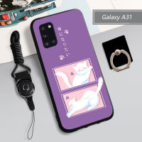 เคส TPU นิ่มสำหรับ Samsung Galaxy A31กล่องคลุมทั้งหมดเคสโทรศัพท์พิมพ์ลายป้องกันการตกหล่นฝามีที่ถือวงแหวนและเชือก