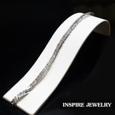 INSPIRE JEWELRY สร้อยข้อมือเพชรCZ ฝังเรียงเม็ดตลอดเส้น White gold plated งานจิวเวลลี่ ปรับยาวได้ 17-20cm แฟชั้นอินเทรนชั้นนำงานเกรดพรีเมี่ยม งานปราณีตพร้อมกล่องกำมะหยี่ สวยงาม ใส่ถอดง่าย ใส่ได้กับเสื้อผ้าชุดแบบ ของขวัญวันเกิด วันแม่ ปีใหม่