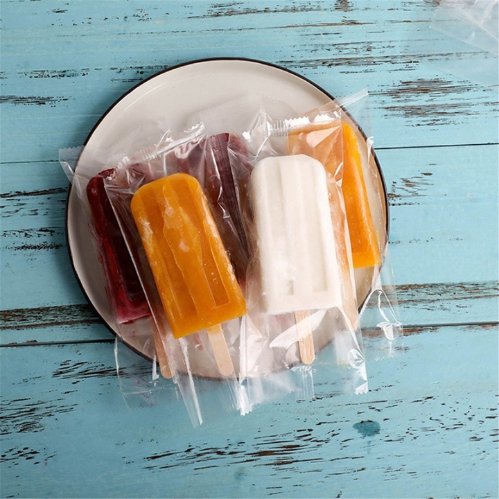 100ชิ้นเซ็ตถุงไอติมทิ้งพลาสติกน้ำแข็งถุงป๊อปอาหารเกรดใสน้ำแข็งไอติมแม่พิมพ์ถุงแช่แข็งรักษาการจัดเก็บ