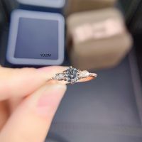 Gray Moissanite Engagement Ring Sterling Silver Twining Wedding Band Delicate Flower Lab Diamond Stackable Ring Include Box