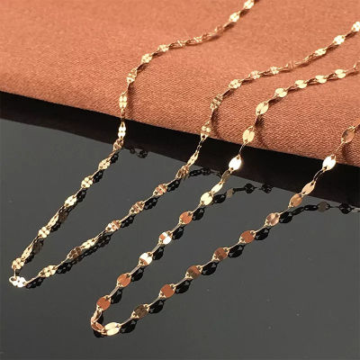 YUNLI Real 18K Gold Jewelry Necklace Simple Tile Chain Design Pure AU750 Pendant Chain for Women Fine Jewelry Gift