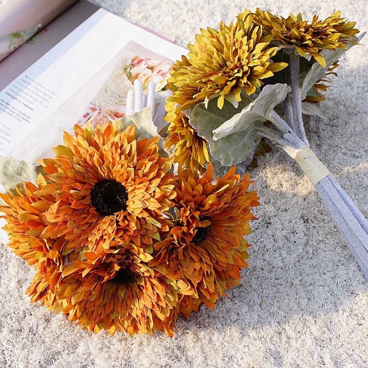 cw-6flocking-hands-tied-multi-layeredbouquet-gerbera-artificialchrysanthemumdecoration-wedding-prop