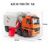 Mô hình xe chở rác xe rác tỉ lệ 1 20 có kính chắn pin phát nhạc màu cam