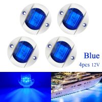 4ชิ้น12โวลต์เรือท้องแบน LED ไฟ Stern สีขาวเย็นหางโคมไฟเรือยอชท์สีฟ้าสีเหลือง