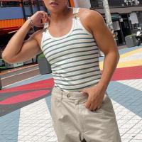 hot【DT】 2023 Fashion Men Striped O-neck Sleeveless Streetwear Vests Clothing S-5XL