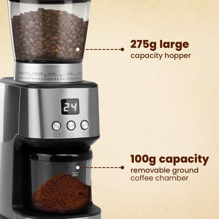 Electric Burr Coffee Grinder, Adjustable Burr Mill Coffee Bean Grinder with  18 G