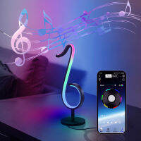 บรรยากาศโคมไฟกลางคืน โคมไฟตั้งโต๊ะโน้ตดนตรี Decorative Music Sync RGB ผนังเชิงเทียน Dimmable Ambient Lamp for Living Room Bedroom Party