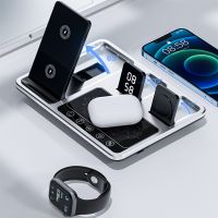 ❀☾ 4 in 1 Wireless Chargers For iPhone 11 12 13 Pro Max 30W Fast Charging Dock Station For Apple Watch/Airpods With Lamp And Clock