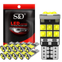 10ชิ้น C An BUS T10 W5W 168 194 LED หลอดไฟ15SMD 3030ชิปรถไฟป้ายทะเบียนอ่านแผนที่โดมโคมไฟ12โวลต์6000พันสีขาว