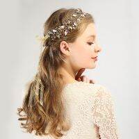 【YF】 Gold Silver Rose Leaf Pearl Crystal Hair Band Bridal Headwear Head Wedding Accessories