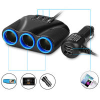 12V24V 3 Way Auto Sockets รถอะแดปเตอร์ไฟแช็ก Splitter ไฟแช็ก5V 3.1A เอาต์พุต5 USB Charger