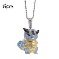 [COD] European and hip-hop cartoon turtle full of diamond pendant copper inlaid zircon cool fashion disco