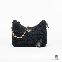 PRADA RE-EDITION 2005 22 CM BLACK RAFFIA GHW