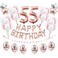 38pcs Pink Number 55 Foil Balloons Happy Birthday Party Decorations 55th Years Old Woman Man Rose Gold Blue Supplies