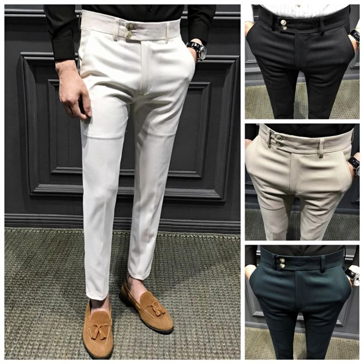 HUILISHI Korean fashion Plain Slim Fit men's suit pants | Lazada PH