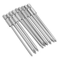 Broppe 9pcs Set 100mm 1/4 Inch Hex Shank Cross Head Screwdriver Phillips Electric Driver Bits Hand Tools Screwdriver Drill Bit