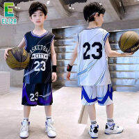 ES ชุดบาสเก็ตบอลเด็กชายแขนกุดชุดเด็ก Gradient James 23 Jersey Junior Quick-Drying Training Suit